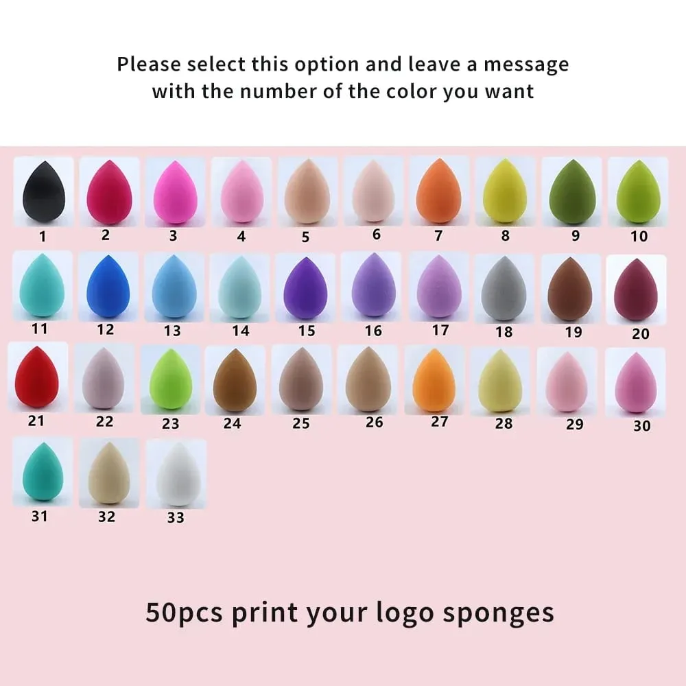 50pcs Custom Logo pink red white Hydrophilic Cosmetic Make Up sponge Beauty Latex-Free Sponge Washable Blenders Powder Puffs — image 5