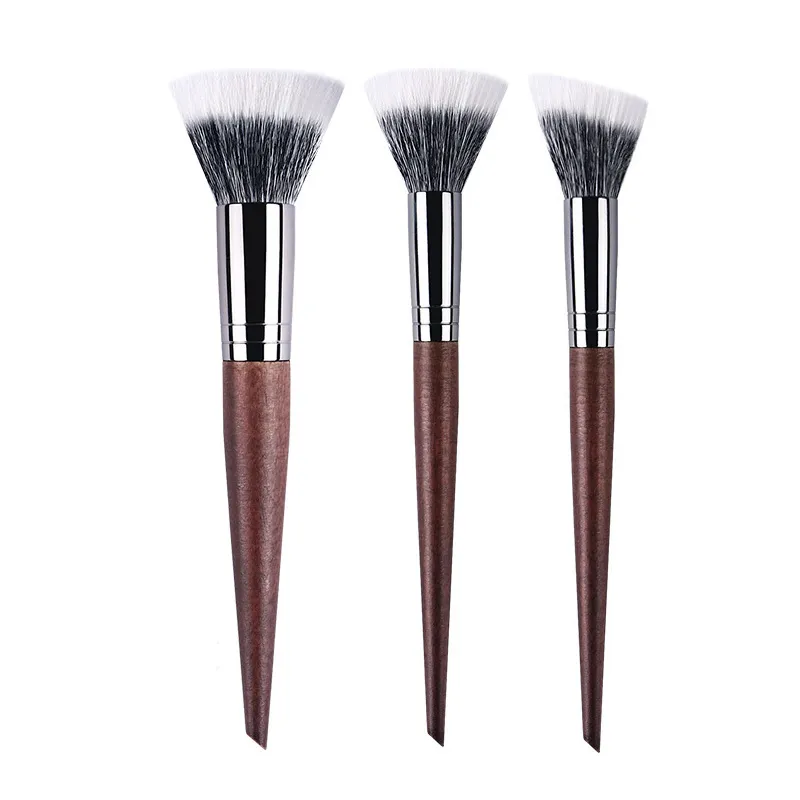 Pinceaux de maquillage professionnels réglage du contour de la poudre pinceau de maquillage multifonctionnel pointillé Blush doux poils de chèvre en bois naturel