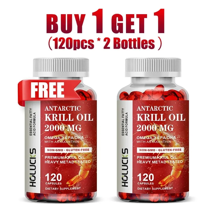 Kupte 1 Získejte 1 zdarma! Pure Antarctic Krill Oil 2000 mg doplněk s astaxanthinem pro zdraví srdce a mozku Zdravé stárnutí bez GMO — image 9