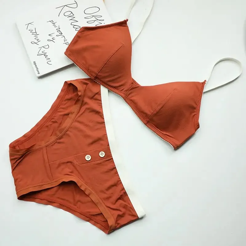 Sexy Women Underwear Set French Thin Cup Deep V Push Up Bra Summer Solid Wire Free Comfort Seamless Lingerie and Bra Briefs Set