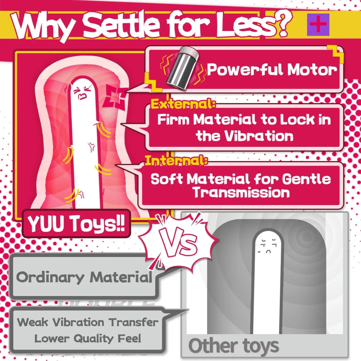 YUU Tight Vaginal Lifelike Masturbator for Men with Powerful 10 Vibration Sex Machine Onahole Dual Layer Firm Soft Waterproof — image 4