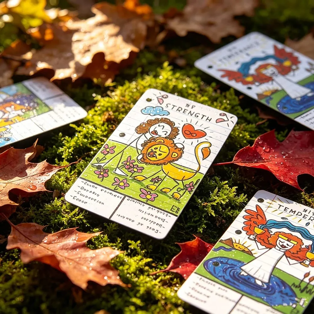 Doodle Tarot Cards 78 Version anglaise Divination Borad Games Jeu de cartes mignon dessiné à la main pour les débutants et la lecture spirituelle