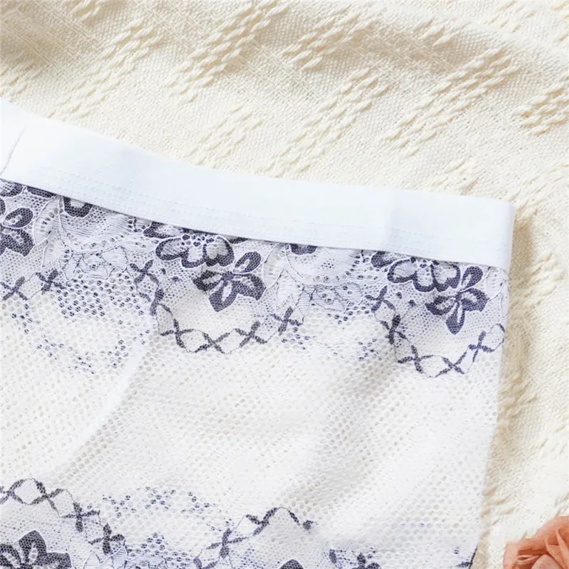 Men Lace Jacquard Mesh Boxer Shorts Underwear Hollow Temptation Exotic Trunks Silk Soft Quick Dry Breathable Sexy Panties — image 12