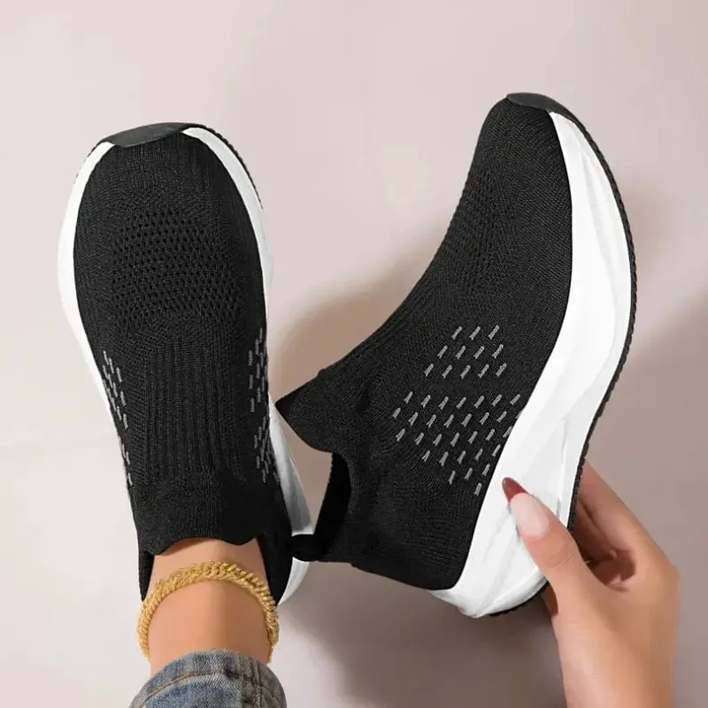 Unisex Slip on Sock Running Shoes Breathable Knit Mesh Sneakers Lightweight CushionThick SoleNonSlipWalking GymAthletic Footwear — image 8