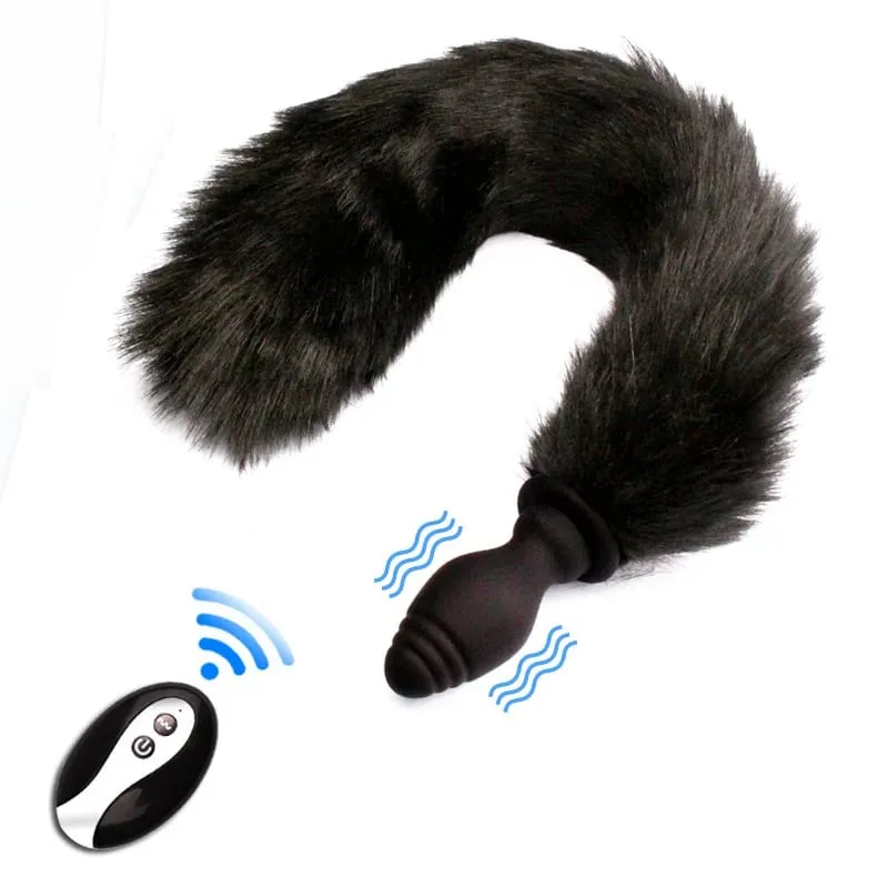 Fox Tail Anal Plug with Remote Control Vibrating - Faux Fur & Silicone Role Play Adult Toy Multi-Color BDSM Sex Toys for Couples — image 1