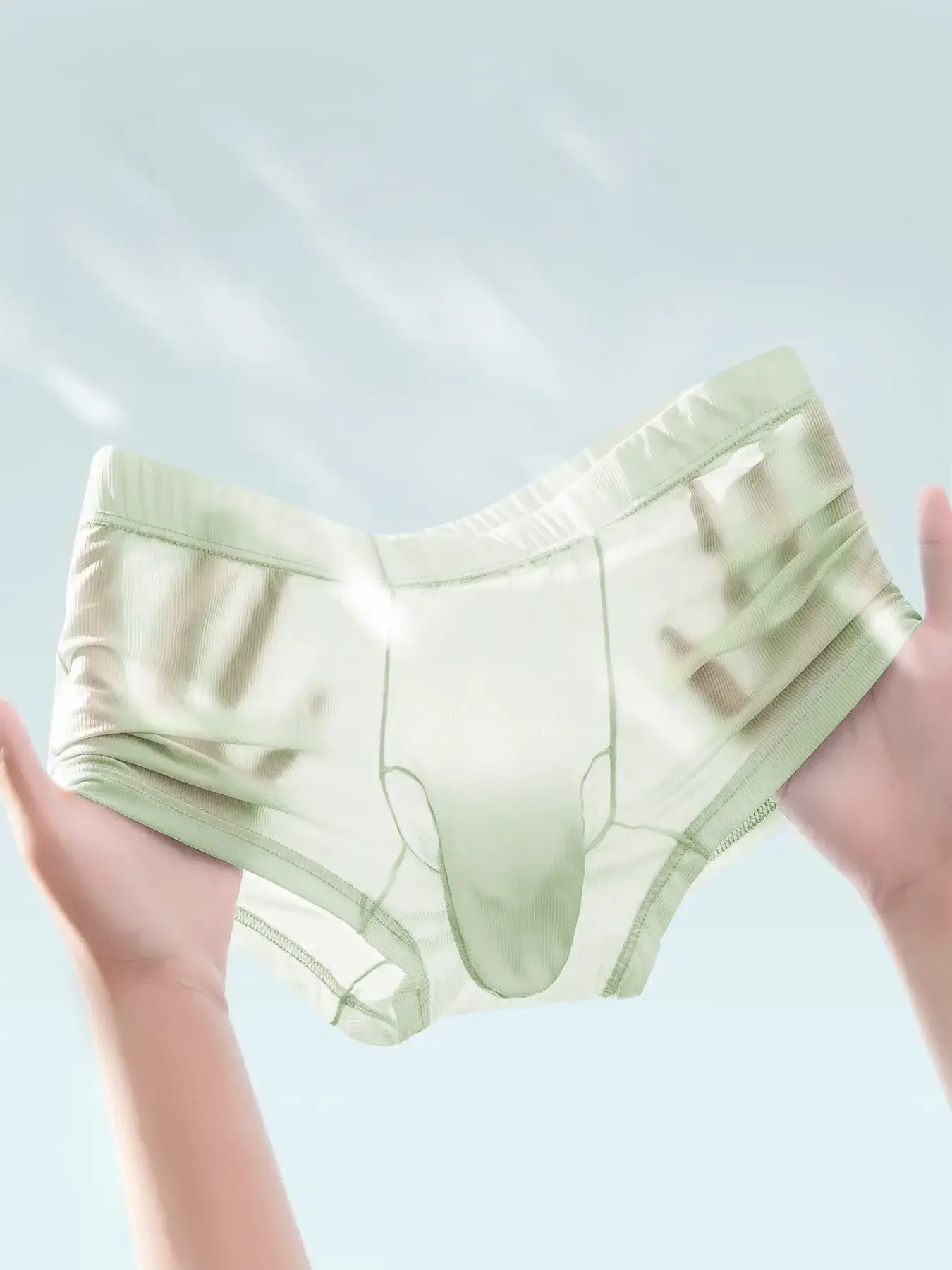 Genomskinliga boxerbyxor Herr Sexiga underkläder Ultratunna kalsonger Se Through Ice Sidenbyxor Släta glansiga underkläder — image 17