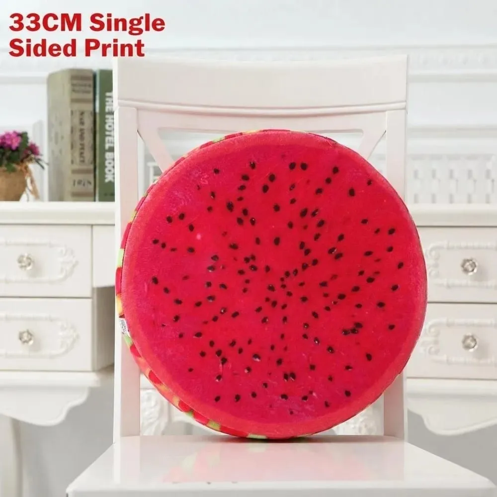 Creative Round Fruit Pillow Fruit Slice Print Simulation Throw Pillow Stuffed Inner Plush Fabric Plush Pillow Office Rest