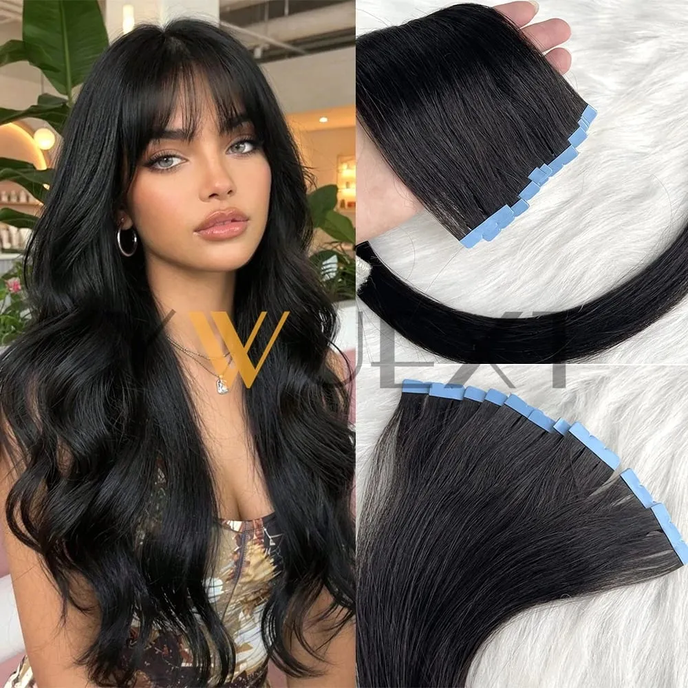 Mini Tape In Human Hair Extensions 12"-20" Machine Remy Skin Weft Adhesive Tape Hair Natural Black Brown Blonde Tape Ons 10pcs — image 8