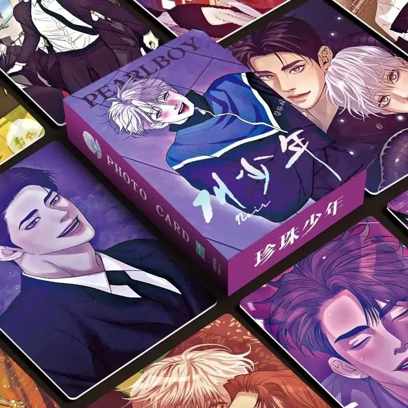 Conjunto de cartões fotográficos holográficos Manhwa coreano de 55 peças - Jooha & Dooshik Cartões LOMO colecionáveis, presente perfeito para fãs
