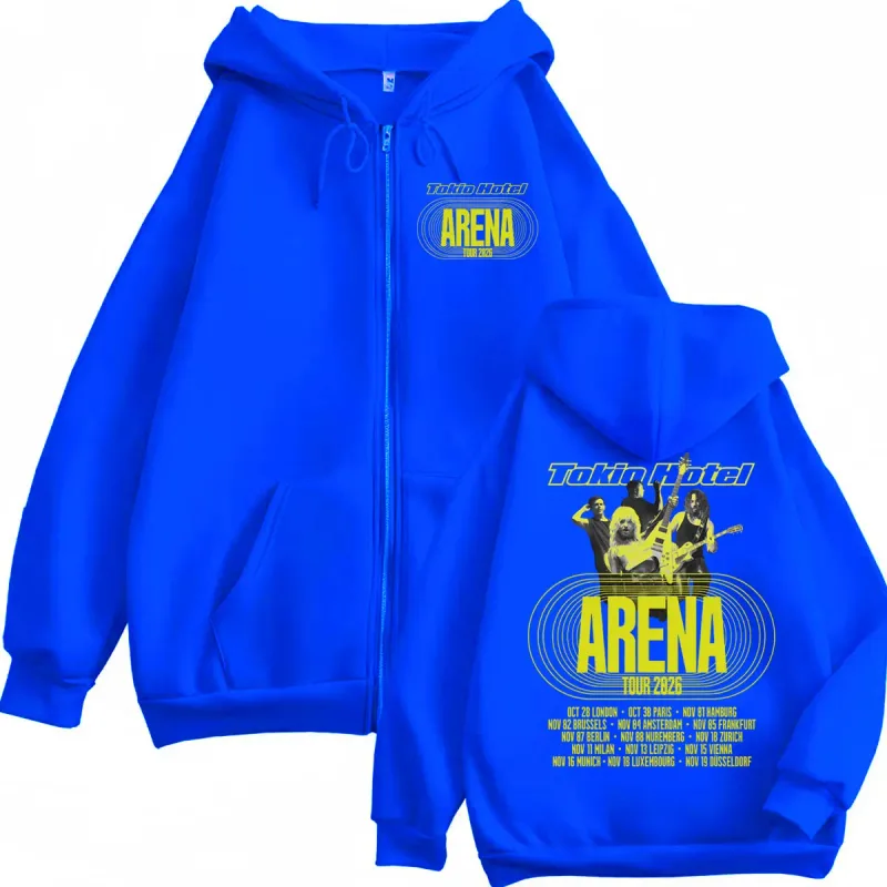 Tokio Hotel Arena Tour 2026 Zipper Hoodies Men Women Fashion Rock Zip Up Pullovers High Quality Fleece Long Sleeve Sweatshirts — image 5