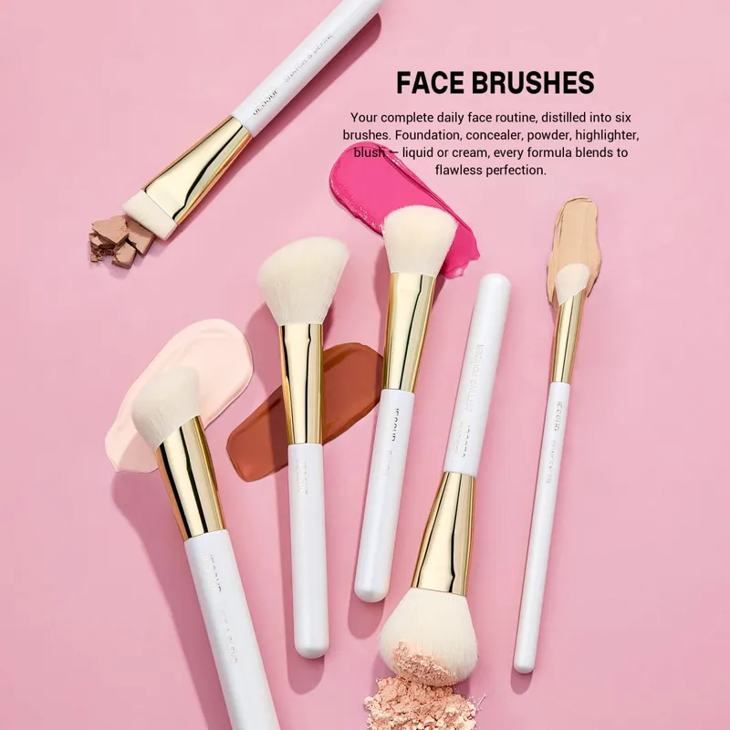 Jessup Makeup Brushes set 15pcs White Makeup Brush Foundation Contour Concealer Premium Synthetic Eyeshadow Cosmetic Tools T518