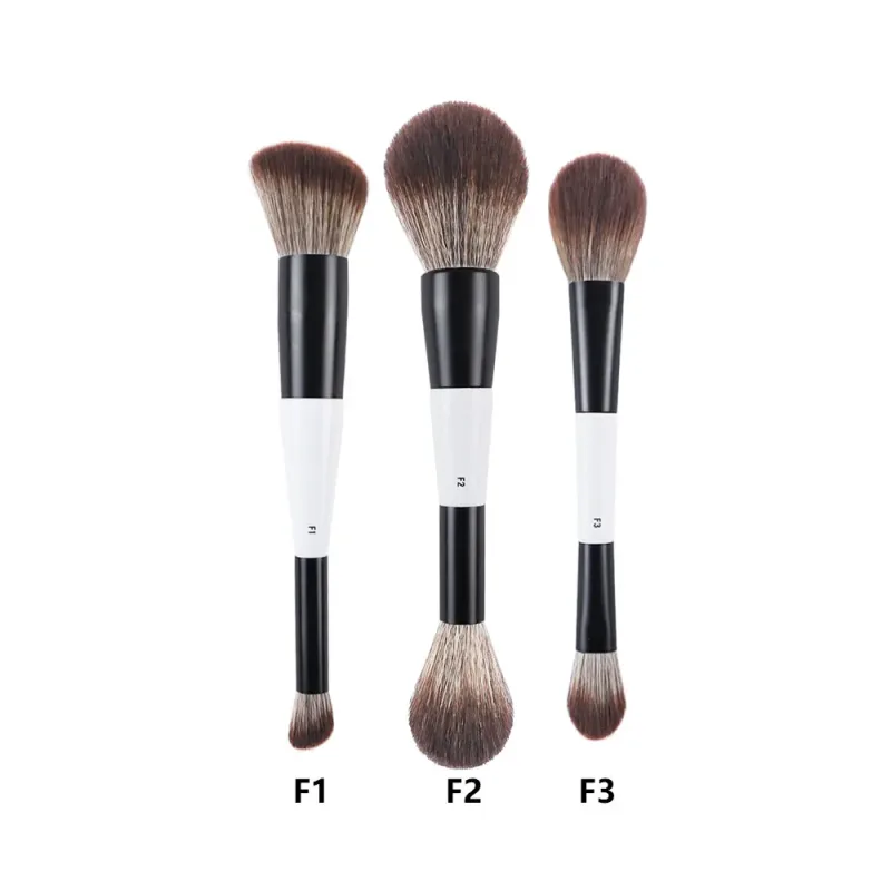 2pcs/set White Double ended Angled Foundation Makeup Brushes Blush Contour Make up Brush Wood Handle Cosmetic Tool Mari F4