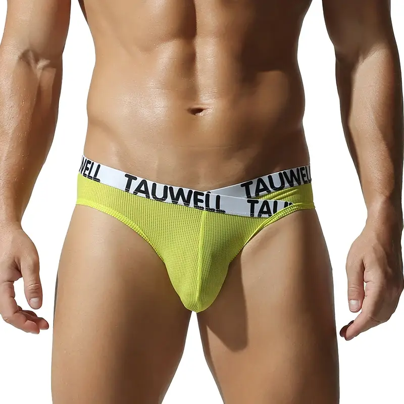 Tauwell Men's Fashion Low-Waist Sports Underwear Breathable Mesh Small V Waist Triangle Briefs