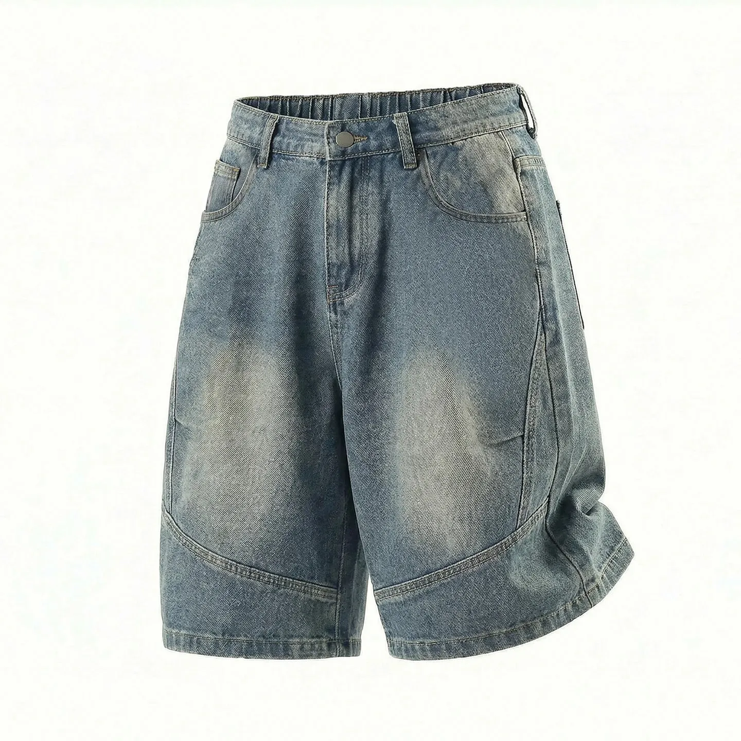 2026 Summer New Brand Men's Straight Loose Denim Shorts Classic Three Dimensional Split Pleated Lyocell Denim Five Quarter Jeans — image 11