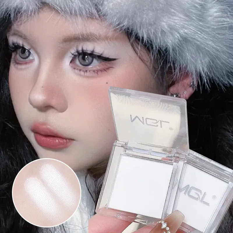 Matte White Monochrome Eyeshadow Palette Natural 3D Brightening Eyeshadow Highlighter Powder Long-Lasting Eye Makeup Palette