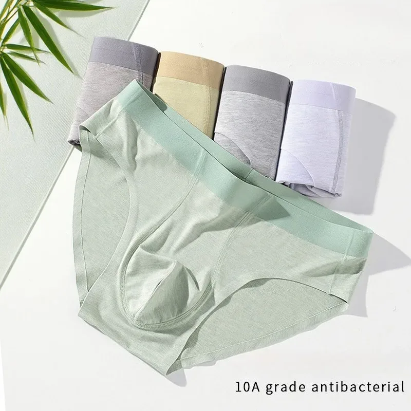 Men Sexy Briefs Bamboo Fiber Underwear Bulge Pouch Underpants 10A Antibacterial Breathable Sports Panties Soft Knickers Shorts