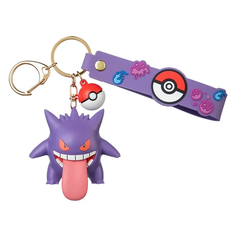 Ægte Pokemon Pikachu nøglering Gengar Morpeko Cubone Snorlax Mimikyu Anime Action Figur Legetøj Nøglering Duftvedhæng Gave