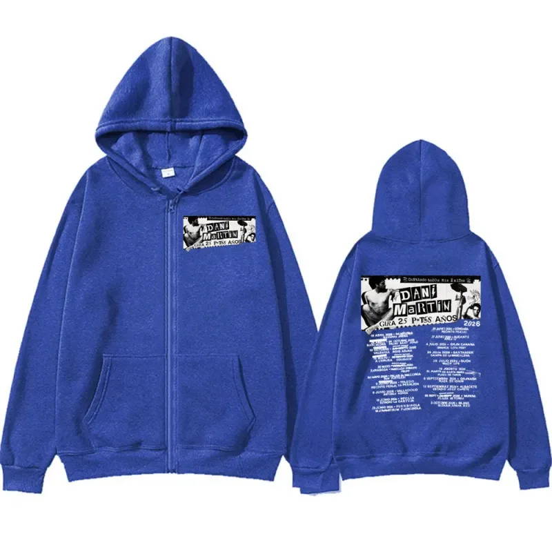 Dani Martín Gira 25 Años Album 2026 Print Zip Up Sweatshirts Men Women Long Sleeve Cozy Pullover Coats Streetwear Zipper Hoodies — image 5