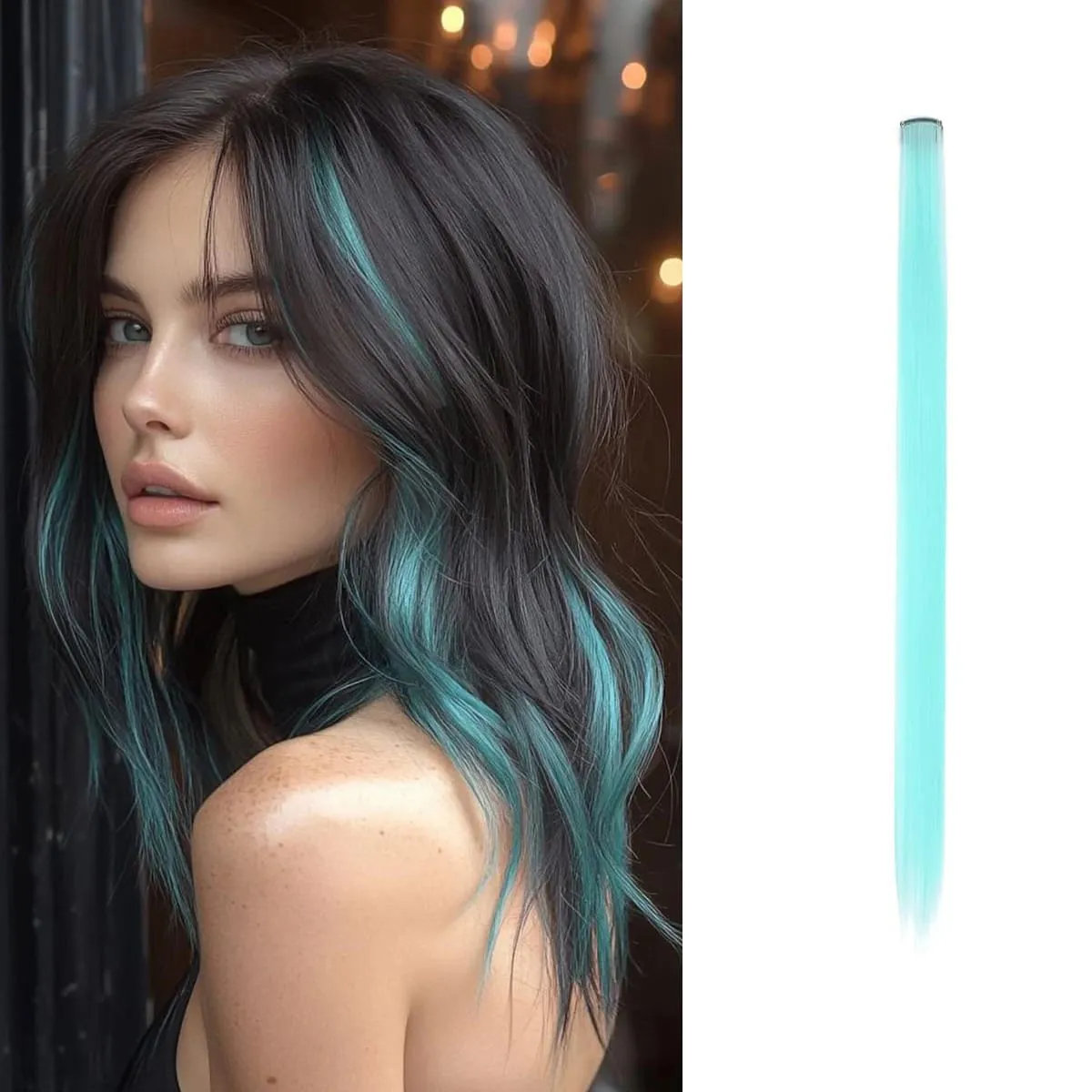 Synthetic 1-6pc Colored Hair Extensions Clip in Colorful Hair Extensions Rainbow Hair Extensions for Women Girls Hair Extensions