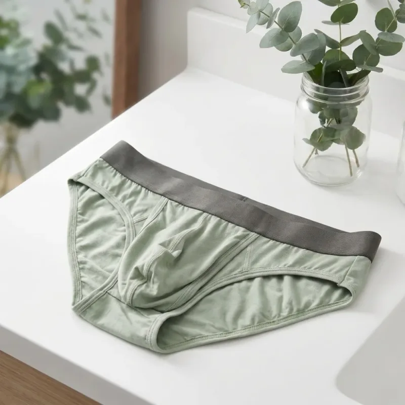 Bamboo Fiber Summer Thin Briefs Men Thin Underpants Splicing Men Front Opening Panties Lingerie Quick Dry Seamless Underwear — image 17