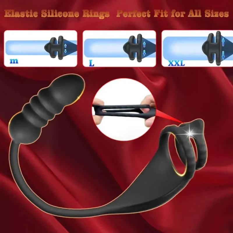 Anneau de poussée mâle vibrateur retarder l'éjaculation anneau de pénis pour homme masseur de Prostate vibrant Anal godemichet Anal jouets sexuels pour adultes