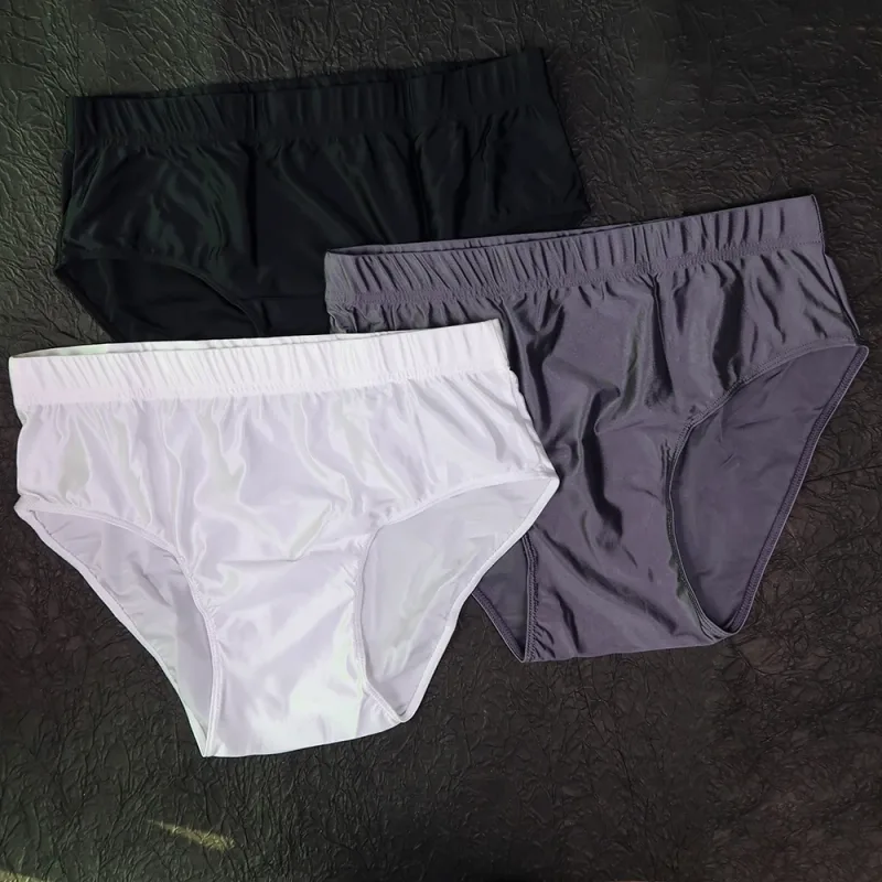 new Mens Briefs Underwear Satin-like Breathable Low-Rise Underpants Male Panties Men's glossy underwear