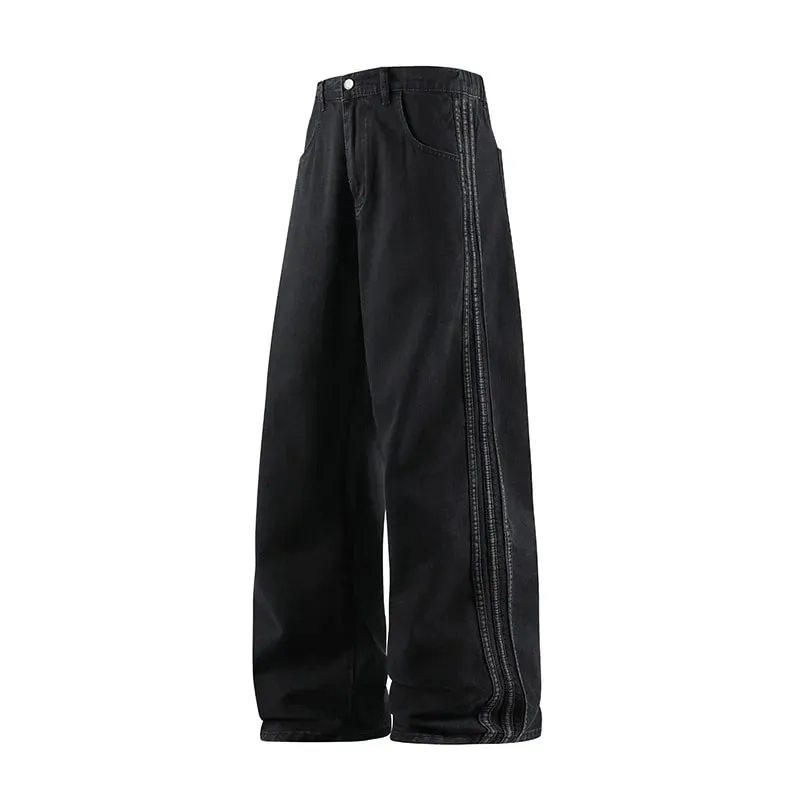 Man Pants Jeans Baggy Jeans Loose Fit Straight Leg High Street Casual Trousers For Men Spring Autumn Trendy Wide Leg — image 2