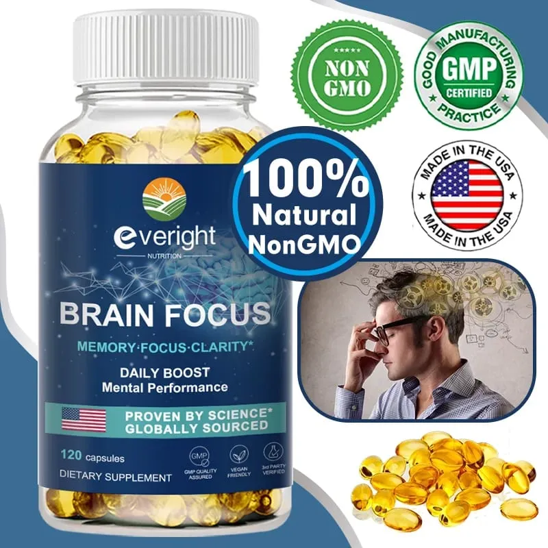 Brain Supplement for Memory Focus Nervous System Energy and IQ Concentration and Cognition Health