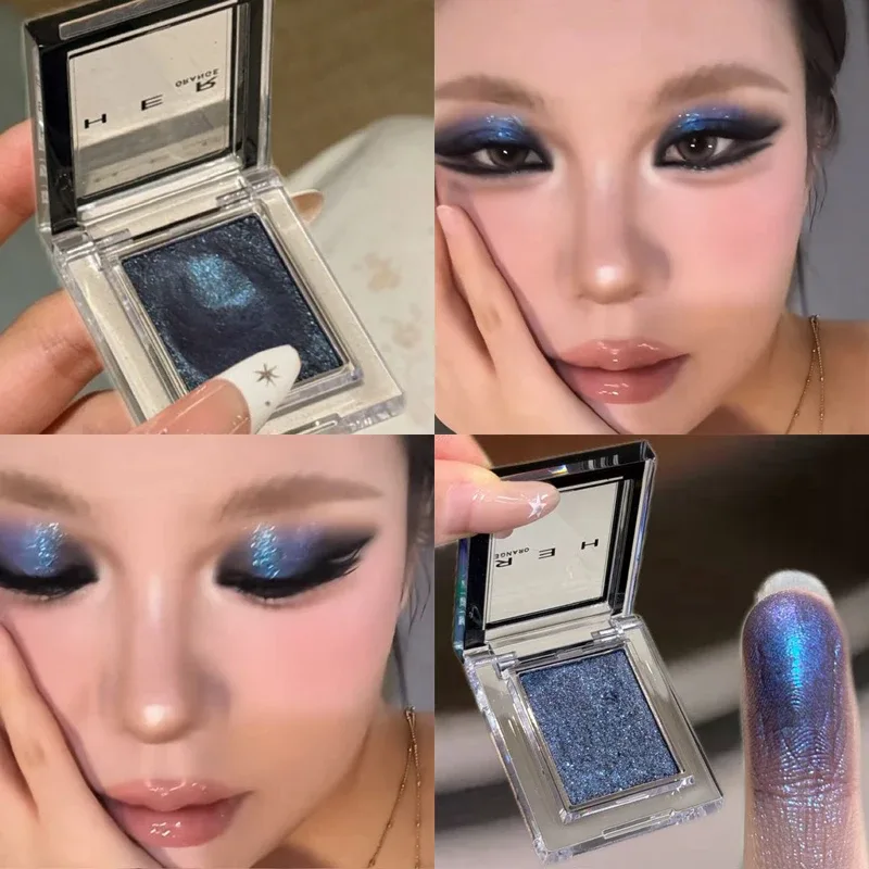 Monochrome Blue Metallic Eyeshadow Diamond Glitter Green Eye Shadow Highlighter Palette Sparkling Pearlescent Purple Eyes Makeup