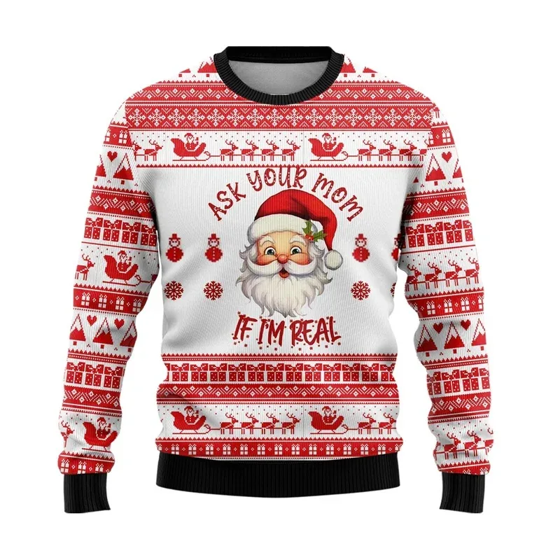 3D Printed Cartoon Santa Claus Sweatshirt For Men Merry Christmas Pattern Hoodies Casual Harajuku Loose Tops Round Neck Pullover — image 13