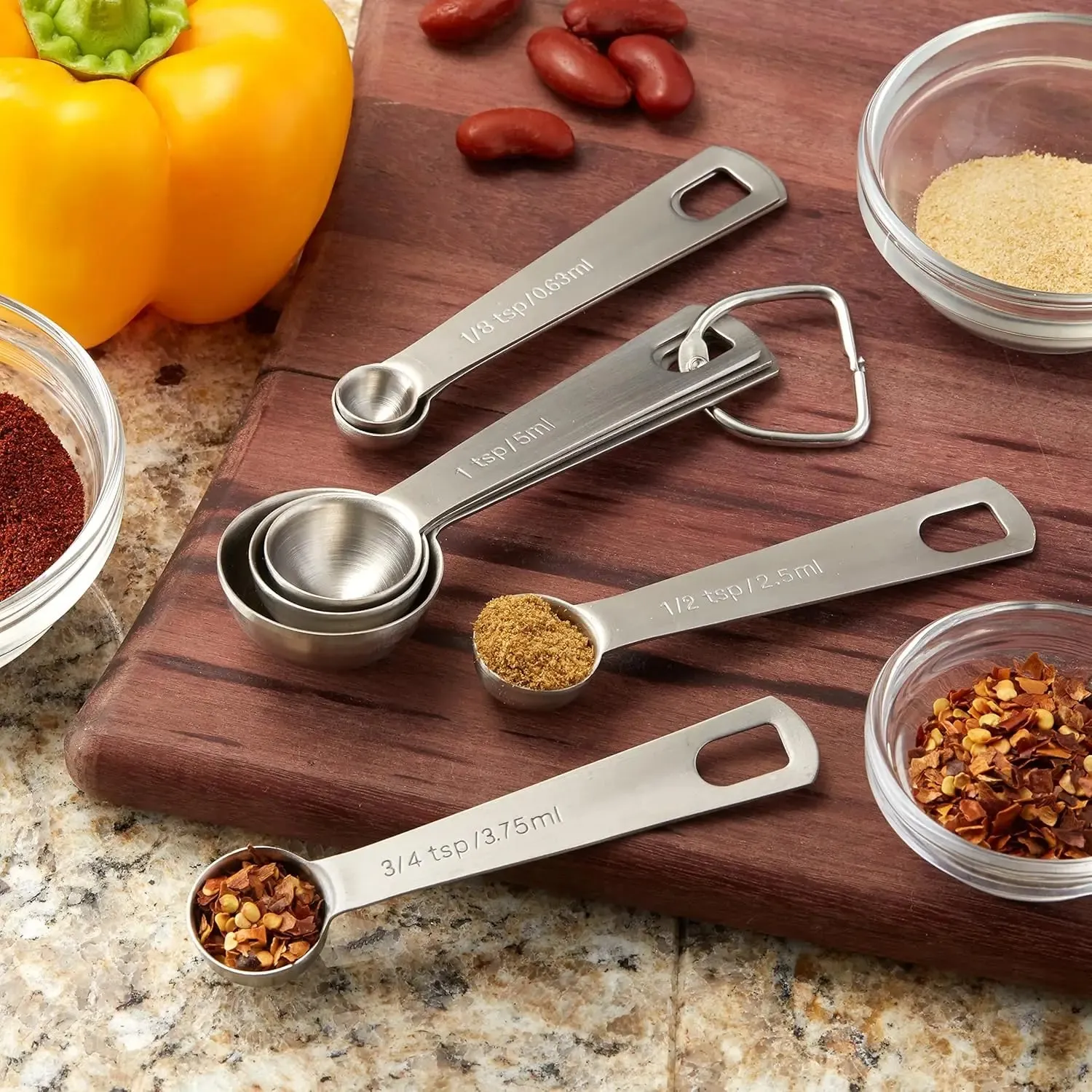 Heavy Duty Metal Measuring Spoons，18/8 Stainless Steel Teaspoon Tablespoon Set of 8 for Measuring Dry and Liquid Ingredients