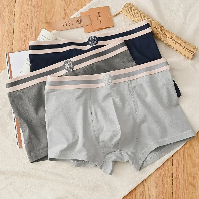 3PCS Seluar Dalam Lelaki Kapas Selesa Bernafas Cetak Label Bulat Fesyen Mudah Seluar Boxer Lelaki Kombinasi Seluar Dalam
