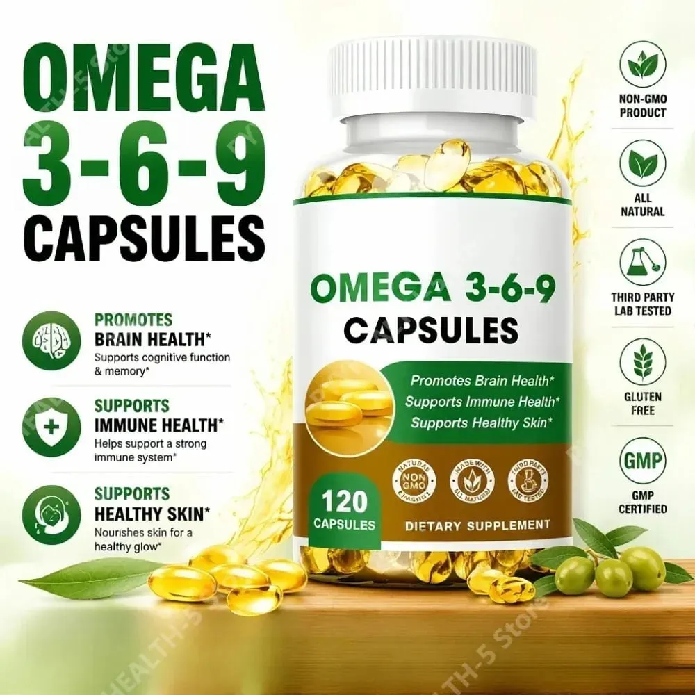 Plant-Based Omega 3-6-9 Softgels Natural Dietary Supplement Supports Skin Eye & Overall Health 100% Vegan Sourced 120 Softgels — image 2