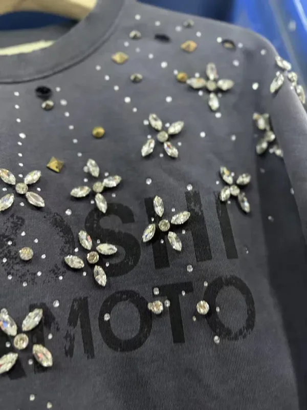 Letters Logo Rhinestone Rivet Satoshi Nakamoto Sweatshirts Men Women Streetwear Vintage Washed Charcoal Gray Green Pullovers Tag — image 14