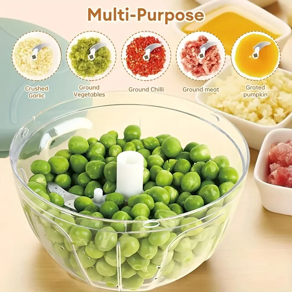Garlic Mincer Hand Cutter - Hand Pull String Food Processor Vegetable Chopper - for Onion Ginger Fruits Nuts Dishwasher Safe — image 9