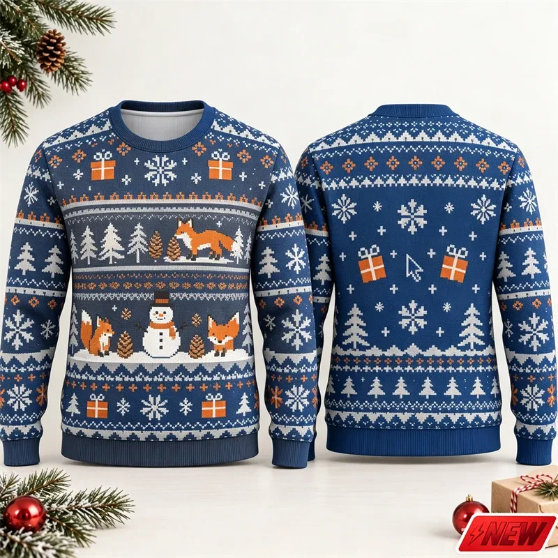 Fashion Ugly Christmas Fake Sweater Men Merry Christmas Sweatshirts 3D Print Funny Computer Message Graphic Sweatshirt Unisex — image 1