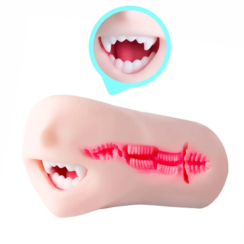 YUU Mouth Male Masturbator Real Mouth Deep Throat Pocket Pussy Blowjob with Fangs Tongue Sea Predator Masturbation Toys Oral Sex