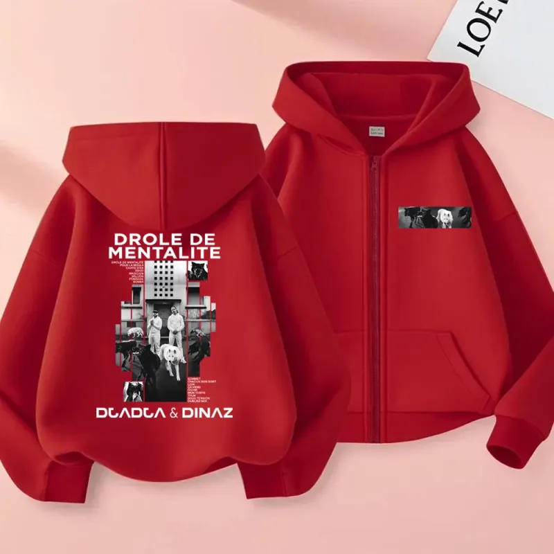 Rapper Djadja & Dinaz Drôle De Mentalité Album Zipper Hoodie Men Women Fashion Vintage Hoodies Male Casual Zip Up Jacket Coat — image 5