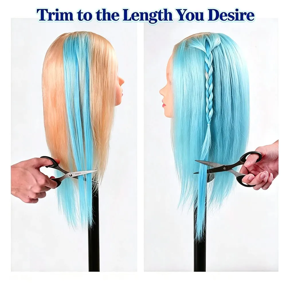 6 Pcs Synthetic Bright Cyan Clip In Hair Extensions Straight Colored Highlight Hair Streaks Heat Resistant Synthetic Fiber — image 5