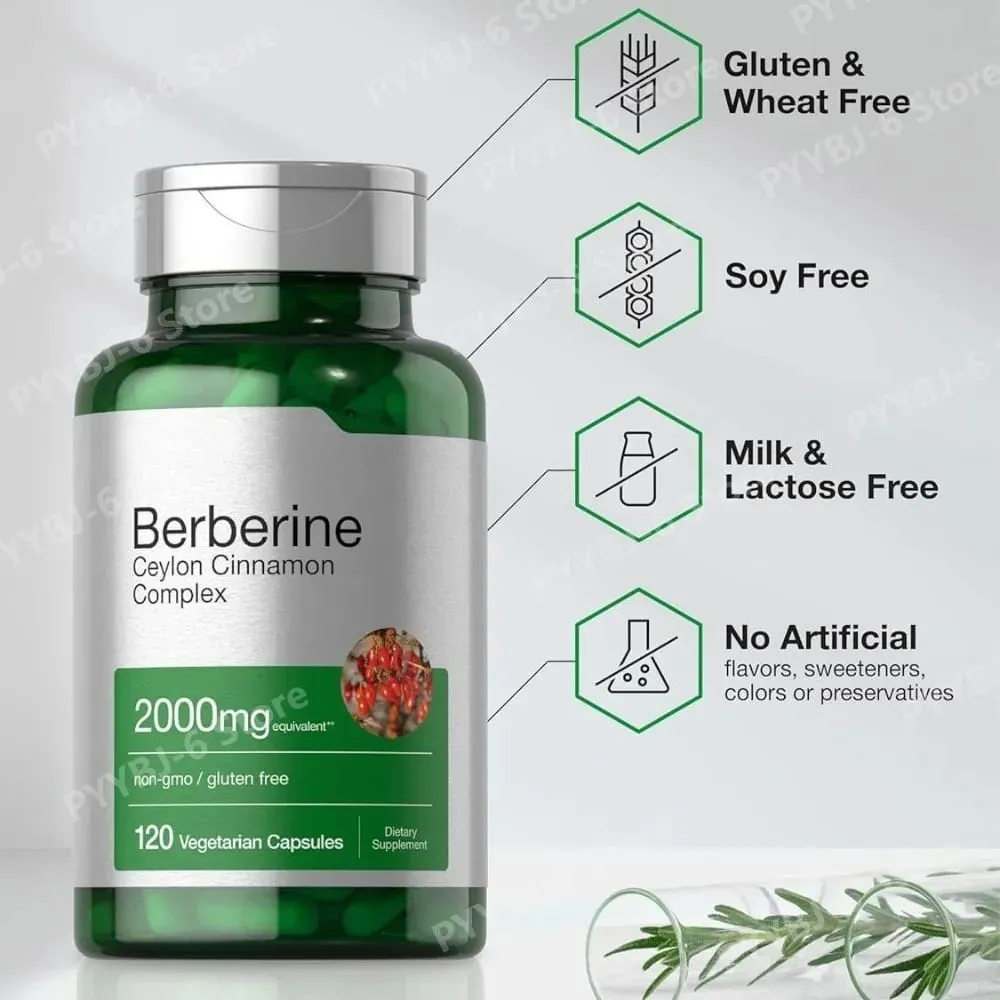 Berberine Ceylon Cinnamon Complex 2000mg แคปซูลมังสวิรัติ Non-GMO Gluten ฟรีอาหารเสริมเพื่อสุขภาพทุกวันสำหรับผู้ใหญ่ 120 นับ — image 5