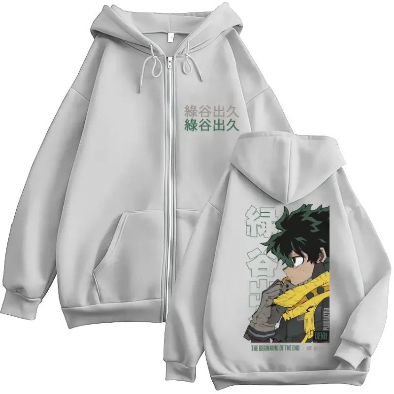 Anime My Hero Academia Deku Izuku Midoriya Zip Up Hoodies Men Women Fashion Harajuku Sportwear Casual Oversized Fleece Jackets — image 8