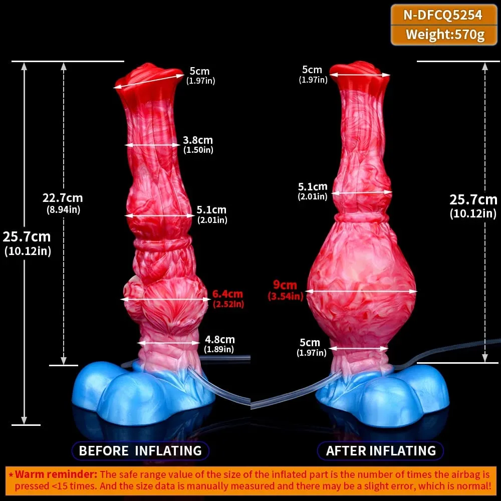 Inflatable Squirting Horse Dildo Anal Plug Silicone Ejaculating Penis with Knot G Spot Anal Trainer Gay Sex Toy Men Women