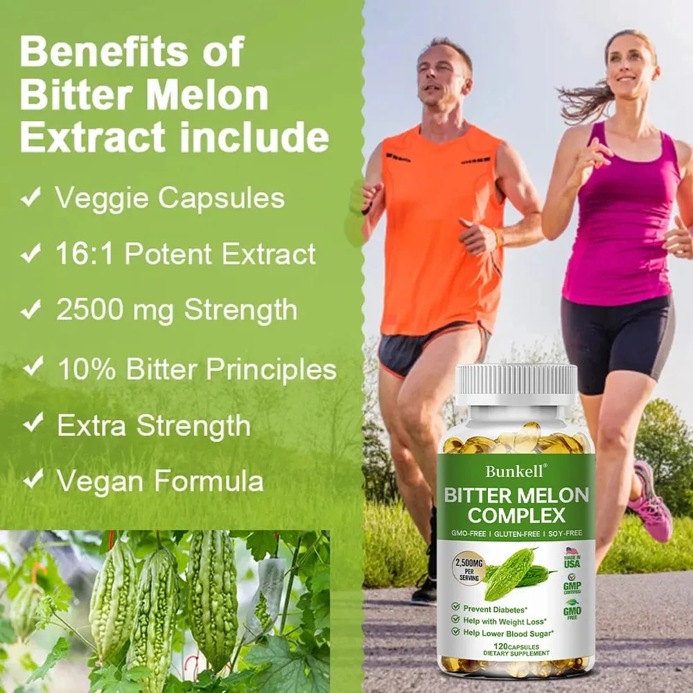 Bitter Melon Extract Capsules 2500mg Supports Blood Sugar Balance Glucose Metabolism Cardiovascular & Heart Health