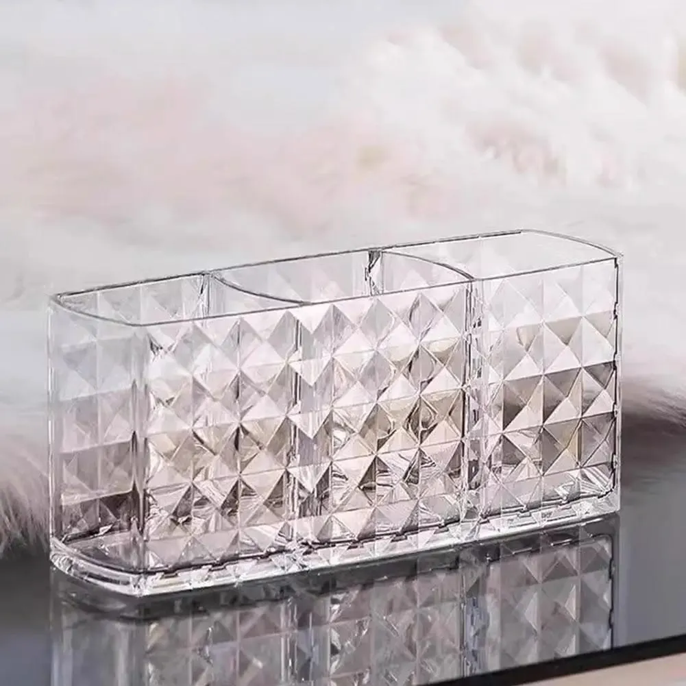 3 Slots Makeup Brush Holder Makeup Organizer Cosmetic Storage Box Lipstick Eyebrow Pencil Display Stand Acrylic Transparent Box