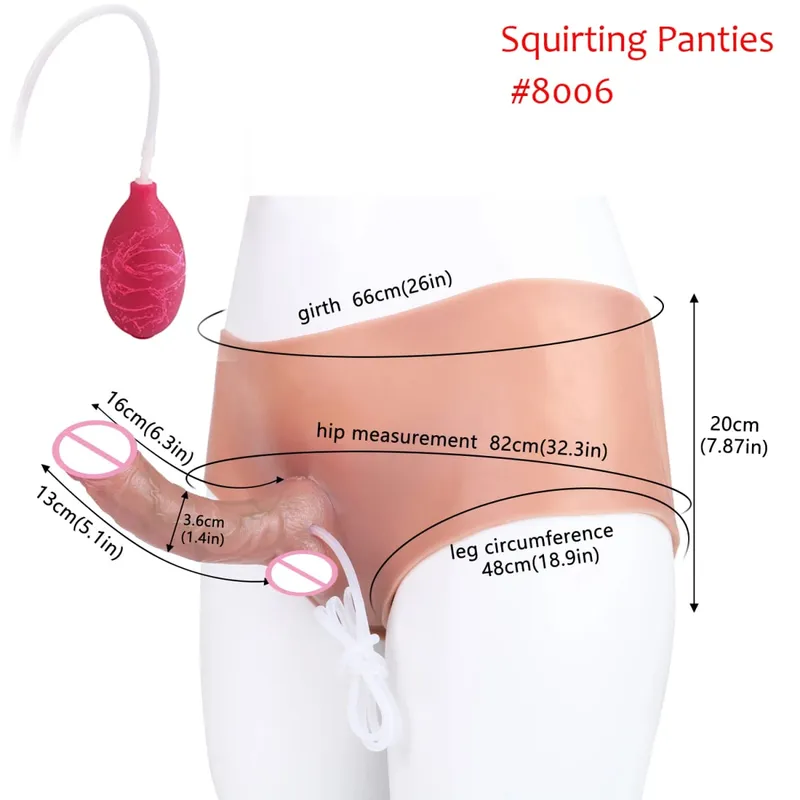 Black Nude Silicone Squirting Panties With Simulated Solid Penis Strapon Big Realistic Ejaculation Dildo Sex Toy For Women
