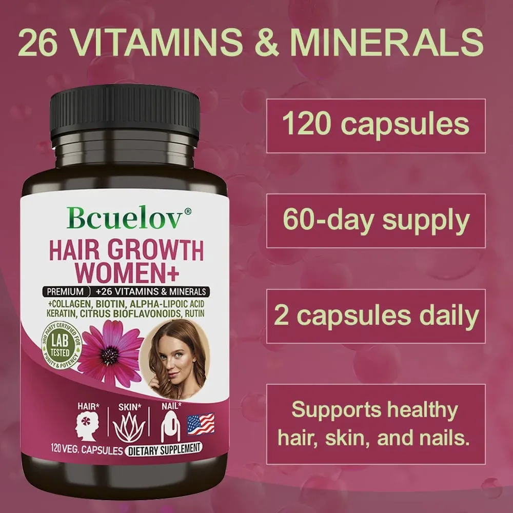 Women Hair Growth Supplement Capsules with Multivitamins Collagen and Biotin for Thicker Fuller Hair Nails and Skin Health — image 4
