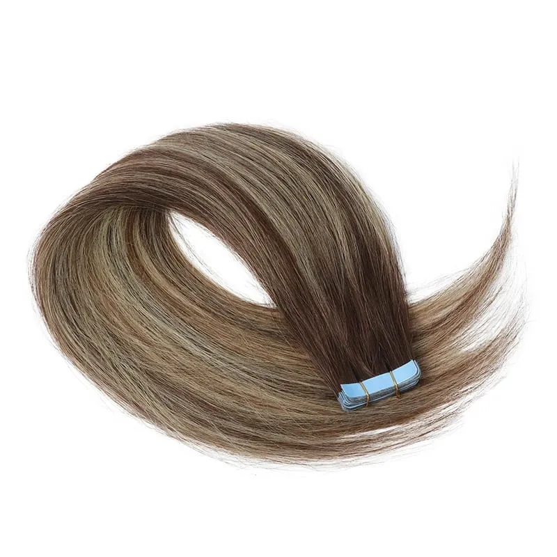 Black to Light Gray Color Tape in Hair Extensions Human Hair Seamless Tape Hair Extensions Skin Weft PU Tape On Hair 20Pcs 30G