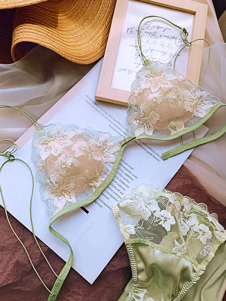 Wireless Minimizer Bralette Set Large Bust French Style Triangle Cup Lace Lingerie Pure Comfort Sexy Sheer Underwear Set Women — image 6