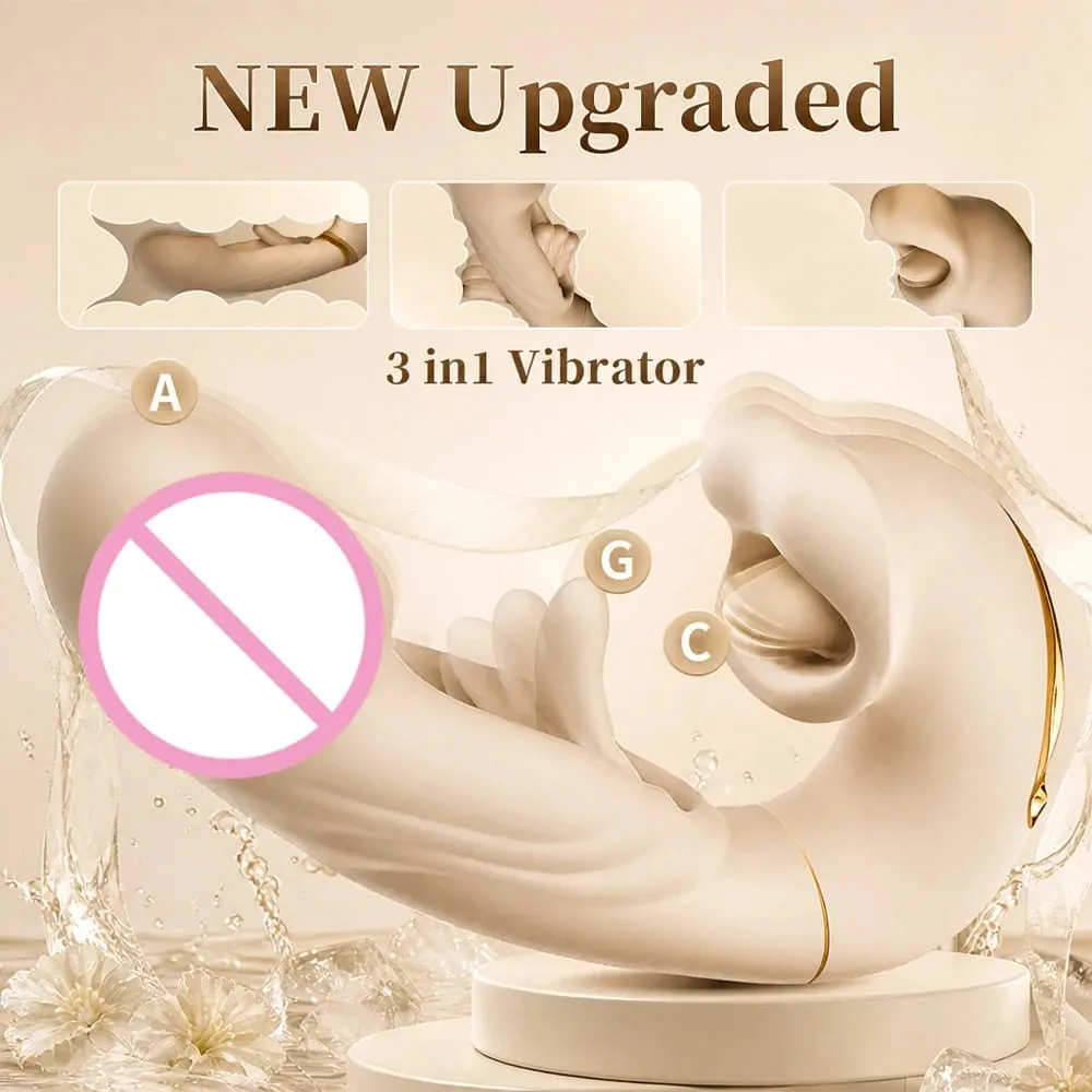 3In1 Thrusting Vibrator Female Tongue Licking Dildo Clitoris Stimultor Finger Flapping Vagin Massager Adult Sex Toys for Women