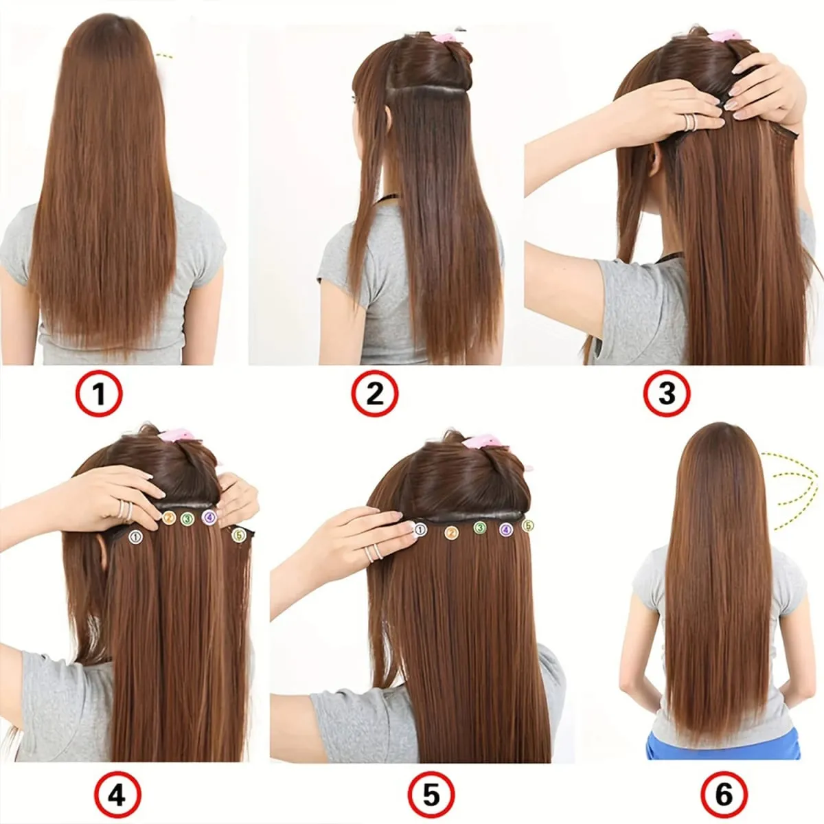 Synthetic Super Long Straight 5 Clip In Hair Extensions 32Inch One Piece Hairpiece for Women Multiple Colors Hair Extensions